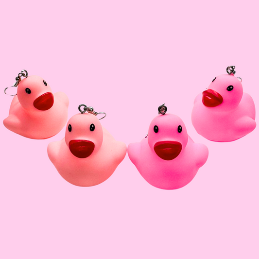Pink Rubber Duck Earrings
