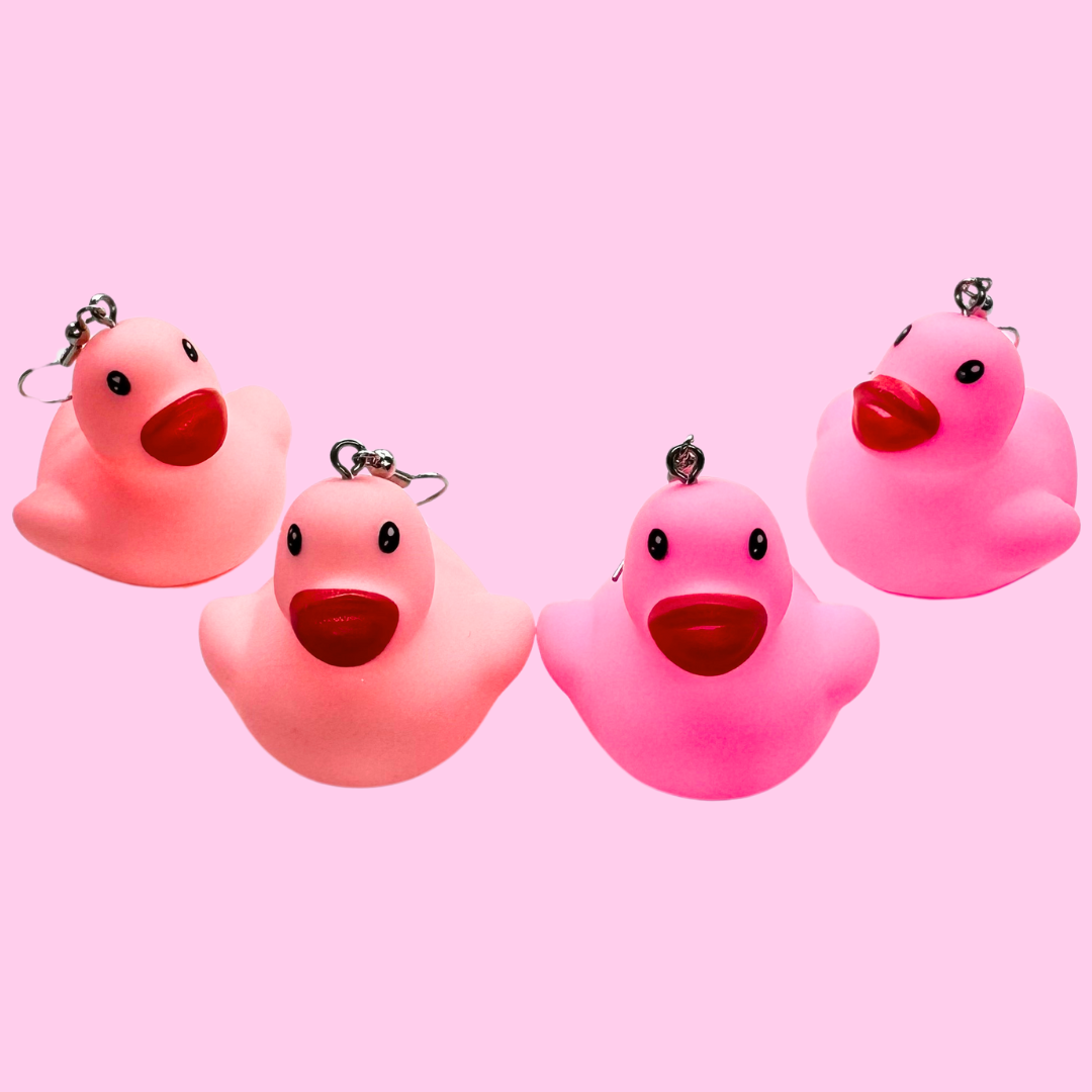 Pink Rubber Duck Earrings