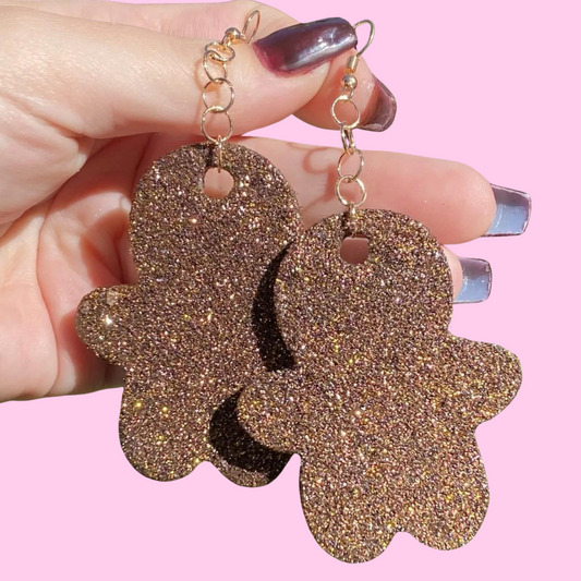 Glitter Gingerbread Man Earrings