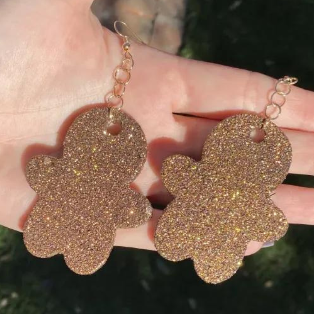 Glitter Gingerbread Man Earrings