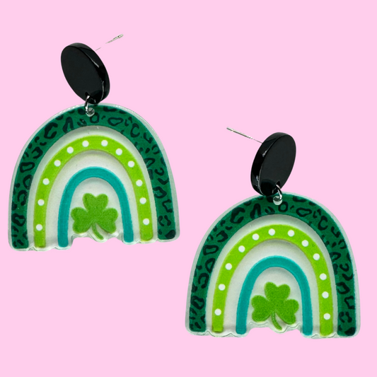 Green Rainbow Stud Earrings