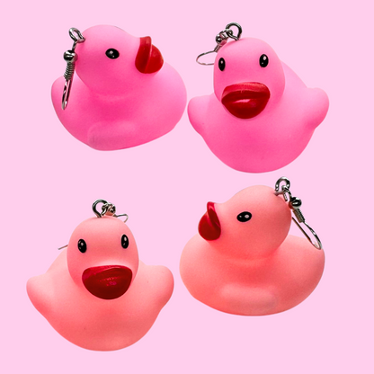 Pink Rubber Duck Earrings