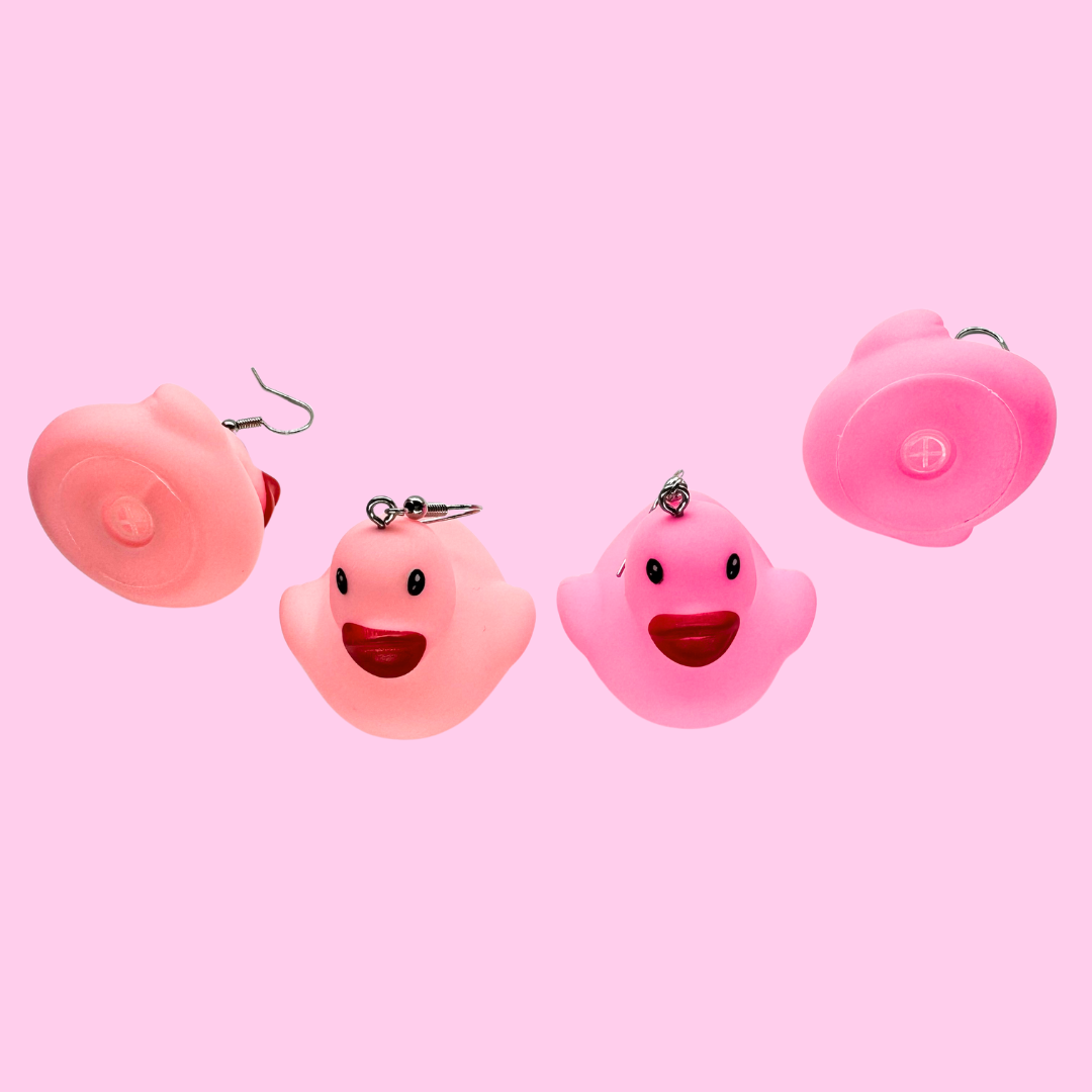 Pink Rubber Duck Earrings