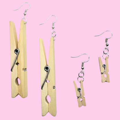 Wood Clothespin Earrings
